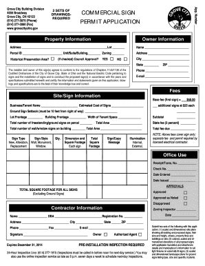 Fillable Online building grovecityohio Commercial sign permit ...
