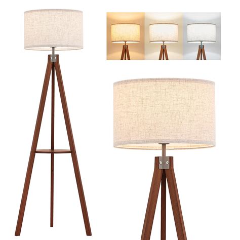 ELYONA Tripod Floor Lamp with Shelves, 3 Color Temperatures LED Modern ...