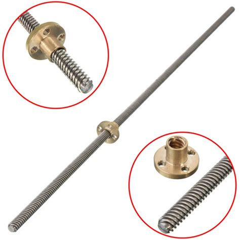 300mm Trapezoidal Single Start Lead Screw 8mm Thread 2mm Pitch Lead ...