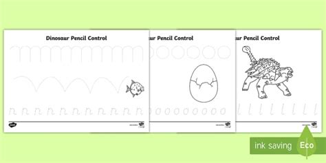 Dinosaur Pencil Control Worksheets (teacher made) - Twinkl