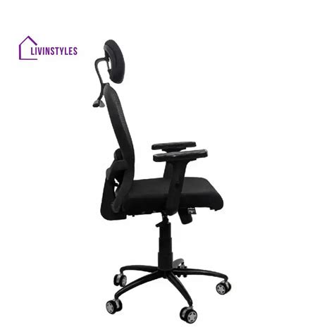Cosmic Horizon Black Headrest Office Ergonomic Chair with Black Air Ba ...
