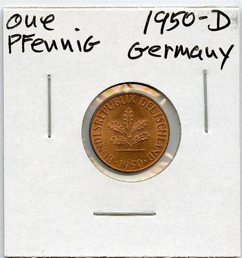 Lot - Circulated Coin Germany 1 Pfennig 1950 D