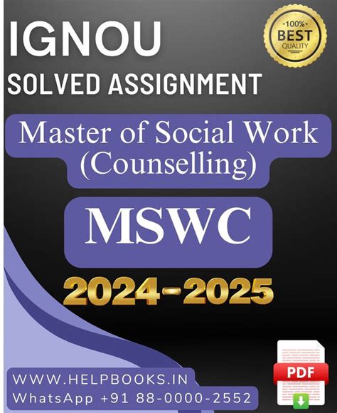 IGNOU Master of Social Work Counselling-MSWC Solved Assignment 2024-20 ...