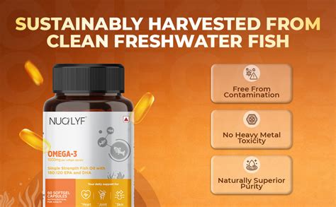 Nuolyf Omega-3 Fish Oil 1000mg Capsules | Precise Dosage (EPA 180mg ...