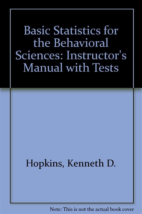 Buy Instructor's Manual with Tests (Basic Statistics for the Behavioral ...