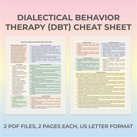 DBT Cheat Sheet, Dialectical Behavioral Therapy Cheat Sheet, Printable ...