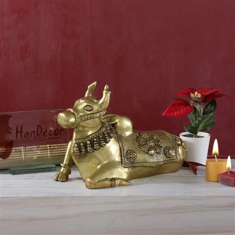 Buy Nandi Cow Statue Brass Showpiece Online at Best Price