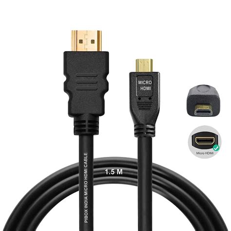 PiBOX India, Micro HDMI Cable to HDMI Cable, 4K 60Hz, 1.5 Meter 5 feet ...
