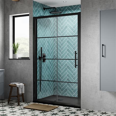 Vellamo City 8mm Framed Matt Black Easy Clean Sliding Shower Door | Drench