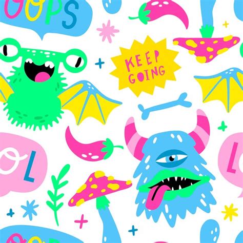 Alien Cartoon Pattern 的图像结果