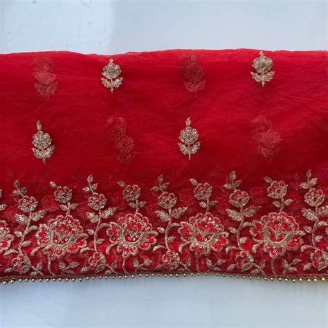 Red and Gold Thread Net Sequenced Dupatta – anokherang