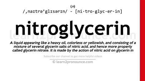 Pronunciation of Nitroglycerin | Definition of Nitroglycerin - YouTube