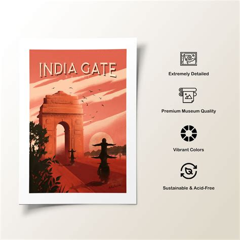 Buy INDIA GATE Delhi India Travel Poster Online at Best Price – Dessine Art