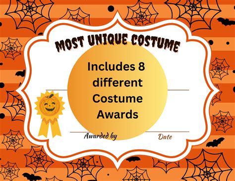 Printable (8) Different Halloween Costume Award Certificates ...