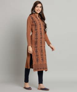 Krew Women Self Design Straight Kurta - Buy Krew Women Self Design ...