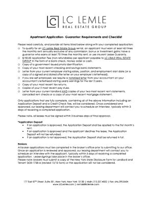 Fillable Online Apartment Application- Guarantor Requirements and ...