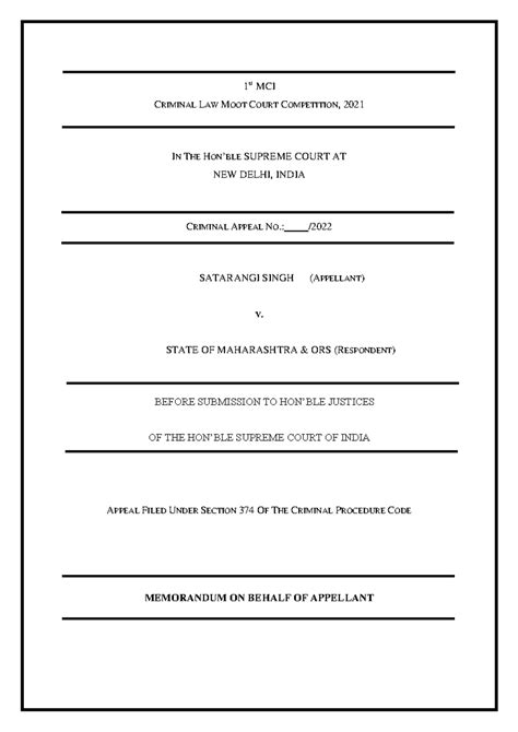 Moot - I ( Respondent) - 1750410 - 1 st MCI CRIMINAL LAW MOOT COURT ...