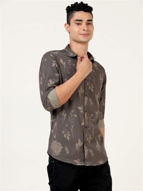Blended Cotton Lycra Digital Print Brown Shirt - Trendy and Comfortabl ...