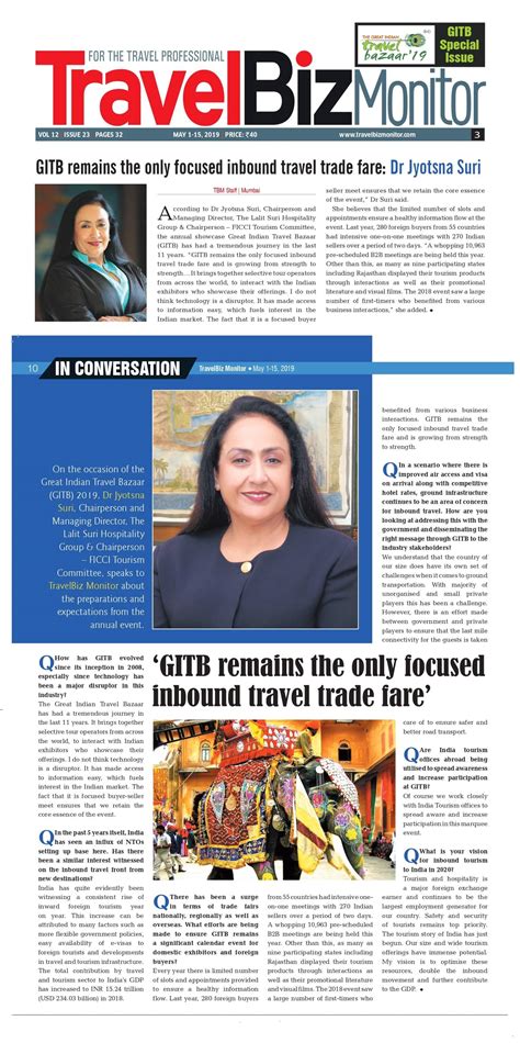 Dr. Jyotsna Suri - GITB remains the only focused inbound travel trade fare