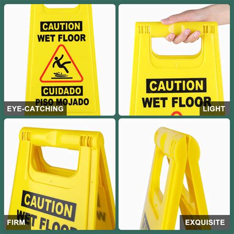 Snapklik.com : 4-Pack Caution Wet Floor Sign,Bilingual Warning Signs,2 ...