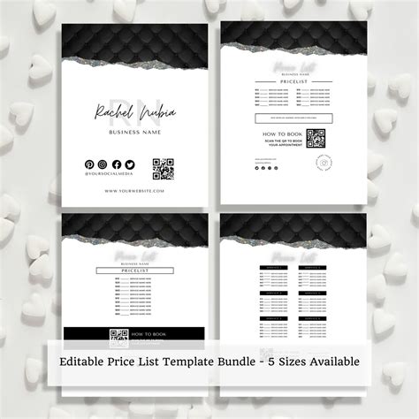 Editable Price List Template Bundle Black Luxury Glam Price - Etsy ...