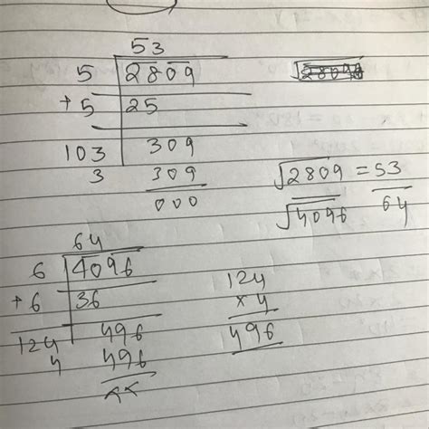 Find the square root 2809/4096 by division method - Brainly.in