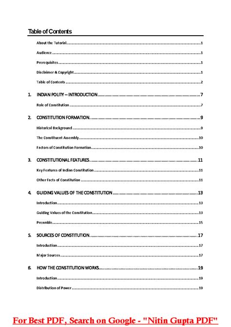 Indian Polity PDF Notes in English - Table of Contents About the ...