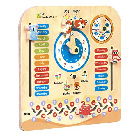 Buy The Funny Mind 7-in-1 Birch Wooden Activity Teaching Clock ...