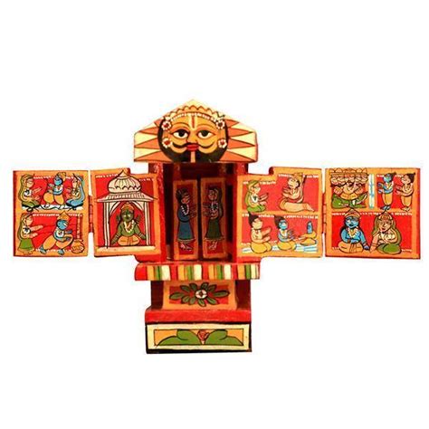 Kavad Crafted Red and Yellow Ram and Krishna Story Box — TVAMI