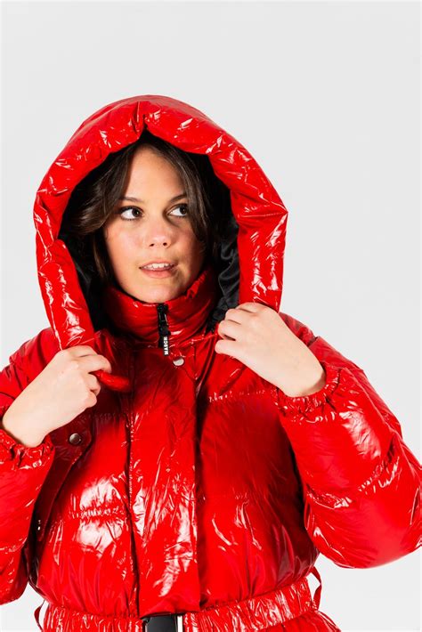 Long Down Coat in gloss red - leuradown Down Puffer Coat, Down Parka ...