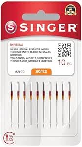 SINGER 10-Pack Universal 2020 Sewing Machine Needles, Size 80/12 ...