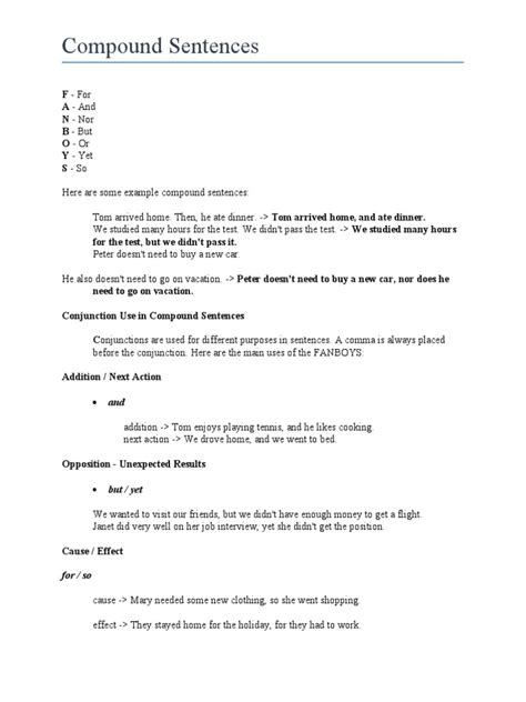 Compound Sentences Worksheet 的图像结果