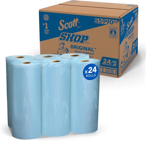 Scott® Shop Towels Original™ (55990), Blue Shop Towels, Big Rolls, 4 ...