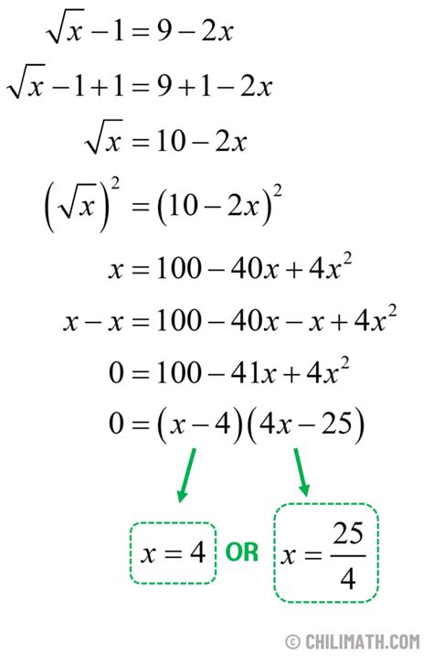 Image result for Examples of Radical Equation Problems