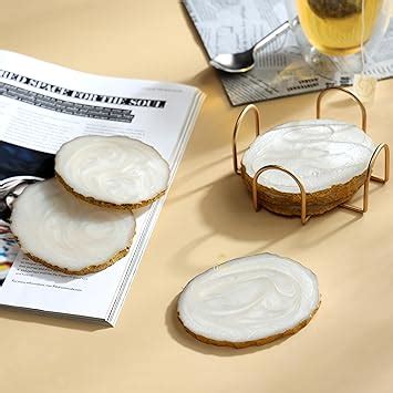 DULI Resin Coasters Set of 6 with Stand - Bar Wine Coasters for Table ...