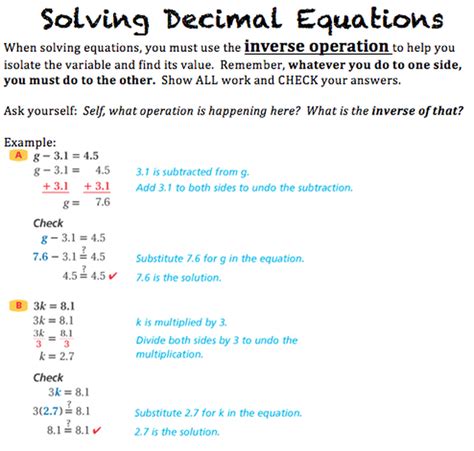 Image result for Solving Equations Containing Decimals