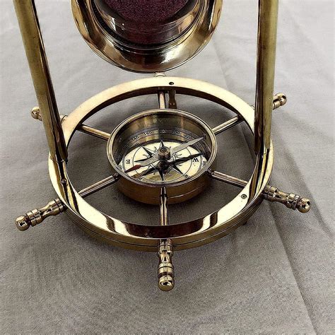 NAUTICALWAREHOUSE Brass Sand Timer Hourglass with Wheel Compass Base ...