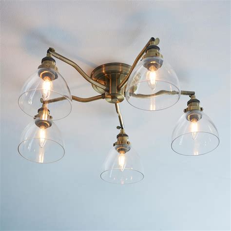 Hansen 5 Light Semi Flush Ceiling Light Antique Brass 97247