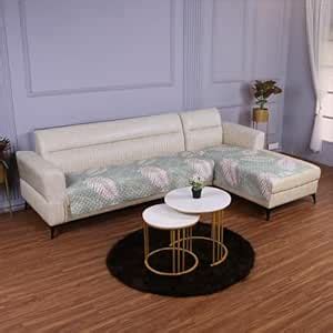 HOKIPO L Shape (3+2 Seater) Sofa Cover Mat, Quilted Printed Tropical ...