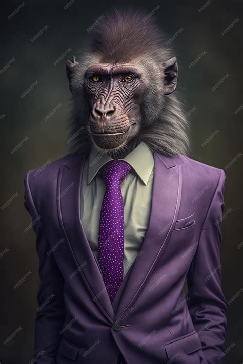 Premium Photo | A monkey in a suit with a purple tie