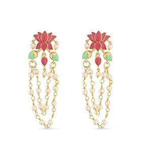 Tarinika Gold and Enamel Plating Jalaja Drop Earrings with Floral ...
