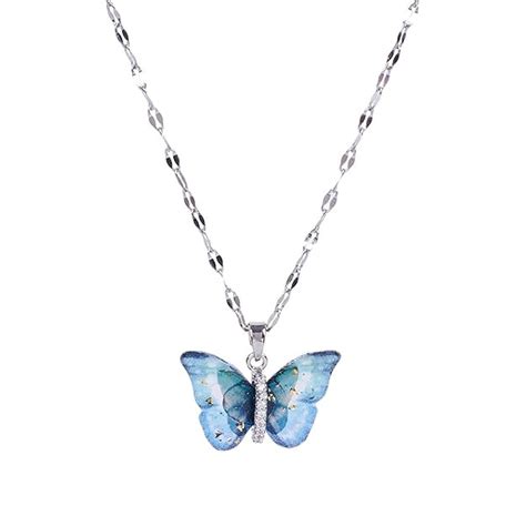 BAERFIT Vibrant Blue Winged Butterfly Pendant Necklace for Women ...