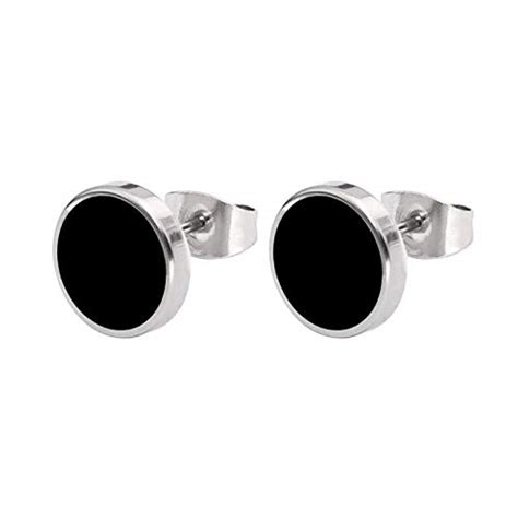 Buy OOMPH Jewellery Stainless Steel Black Fashion Stud Earrings For Men ...