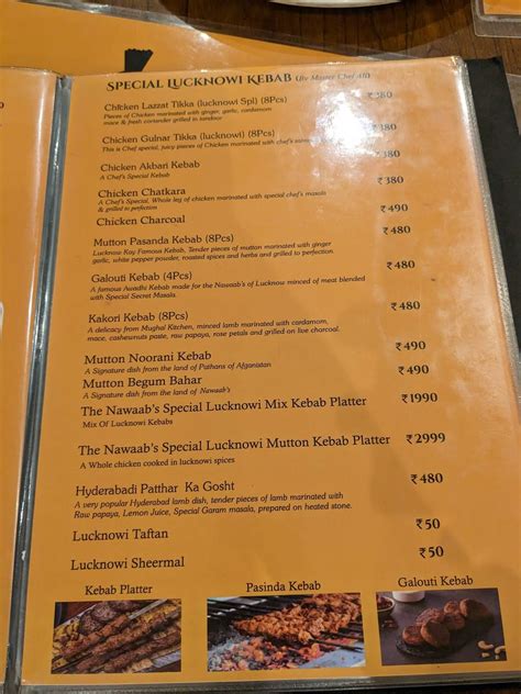 Menu at The Nawaab's Restaurant, Hyderabad