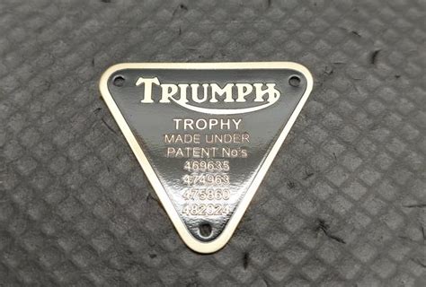 Triumph Patent Plate Marked Trophy Gold | BRITISH Only Austria ...
