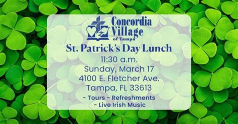 Concordia Village of Tampa: St. Patricks Day Lunch, 4100 E. Fletcher ...