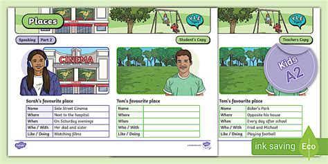 ESL YLE Flyers Speaking Part 2 Worksheet (Places) [Kids, A2]