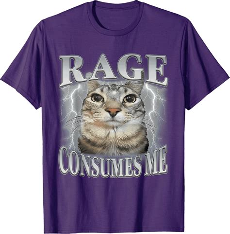 Rage Consumes Me Funny Silly Staring Cat Meme Women Men T-Shirt,Full ...