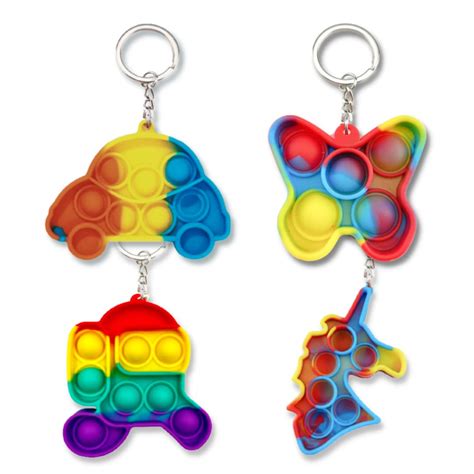 Buy Pop Mee Pop It Keychain Rainbow Color Pop Bubble Fidget Toy For ...
