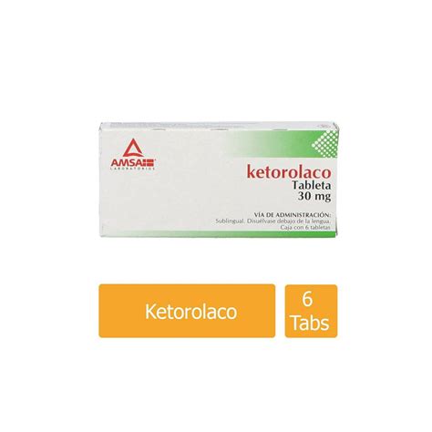 Ketorolaco Sublingual 30 mg Caja Con 6 Tabletas Amsa Laboratorios 30 mg 6 tabletas | Bodega ...